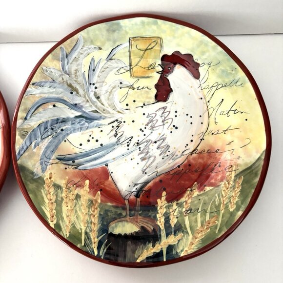 Vintage SUSAN WINGET Le Rooster Salad Plates Set 2 Certified International 8.75” - Picture 3 of 9